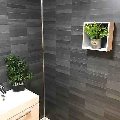 £187.50 • Buy Carbon Modern Tile Effect Bathroom Wall Panels Kitchen Cladding Shower Wall PVC