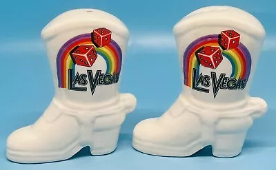 Vintage Las Vegas Souvenir Salt And Pepper Shakers Cowboy/Cowgirl Boots Rainbow • $14.99