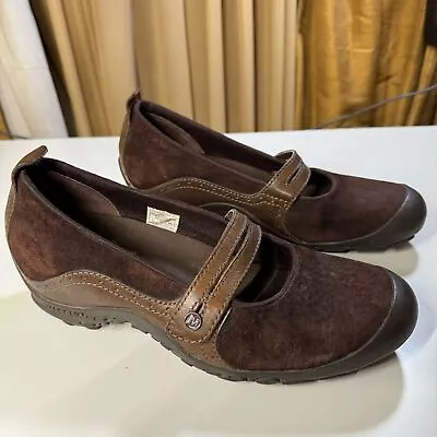 Merrell Mary Janes Plaza Bandeau Chocolate Brown Ortholite Qform Women Size 9.5 • $35