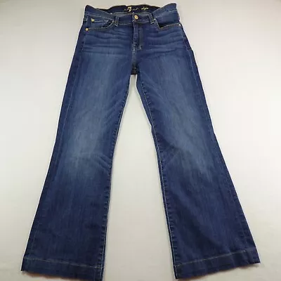 Seven For All Mankind Dojo Jeans Womens 30x28 Blue Denim Low Rise Flare Stretch • $68.99