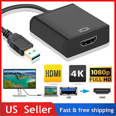 HD 1080P USB 3.0 To HDMI Video Cable Adapter Male To Female For PC Laptop LCD TV • $9.59