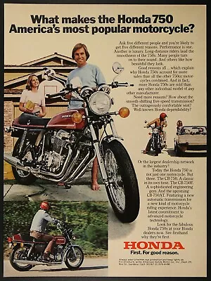 Honda CB 750 Motorcycle America’s Most Popular Vintage Print Ad 1976 • $9.95