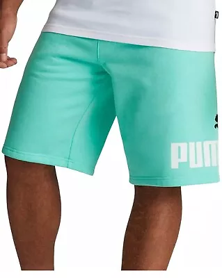 Puma Men's Big Fleece Logo Shorts Mint Green White XL • $17.95