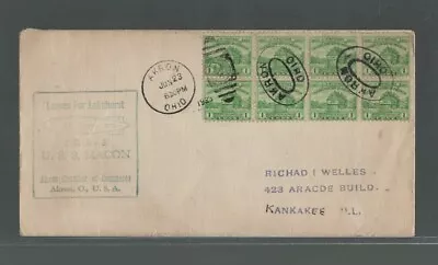 US Airmail Cover USS Macon Akron To Kankakee Illinois 1933 US Sc 728 Block Of 8 • $25