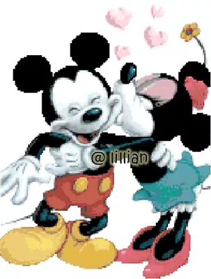 New MICKEY MINNIE MOUSE KISSING LOVE Counted Cross Stitch PATTERN • $2.96