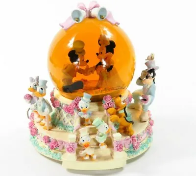 £37.06 • Buy Disney Mickey Minnie Snow Globe Wedding March Musical Goofy Donald Daisy Pluto 