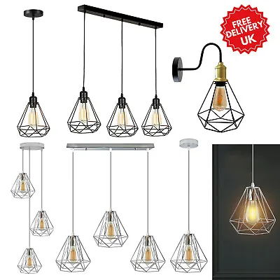 Vintage Cage 1/3 Hanging Lamp Shades Industrial Wall/Pendant Light Shade E27 • £43.81
