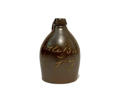 RARE “Little Brown Jug” Engraved Miniature Stoneware Jug • $100