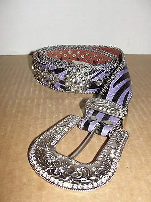 Montana West Lavender Womens Rhinestone Belt Sz 37/38 • $24.99