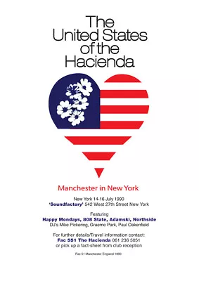 The United States Of The Hacienda New York Music Gig Poster A1 • £28