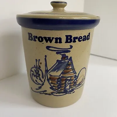 Brown Bread Ceramic Container Cookie Jar Stoneware L.L. Bean 6”  Cabin Woods • $19.99