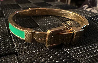 Gorgeous MICHAEL KORS Adjustable Light Green Enamel Buckle Bangle Bracelet • $150
