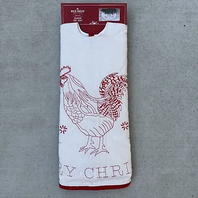 Red Shed Premium Christmas Tree Skirt 48  Embroidered Rooster Chicken Farmhouse • $34.99