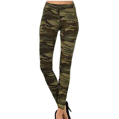 New Ladies Women's Camouflage Camo Army Military Print Trousers Pants Leggings • £5.50