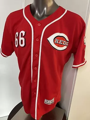 Majestic YASIEL PUIG Red Jersey 66 Cincinnati Red Baseball Shirt Sz 48 Authentic • $49.99