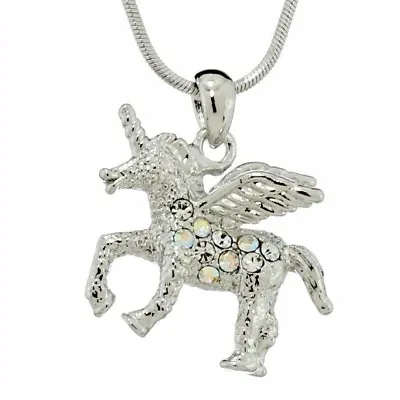 $29 • Buy UNICORN Necklace Made With Swarovski Crystal Pegasus Horse Pendant Gift Jewelry