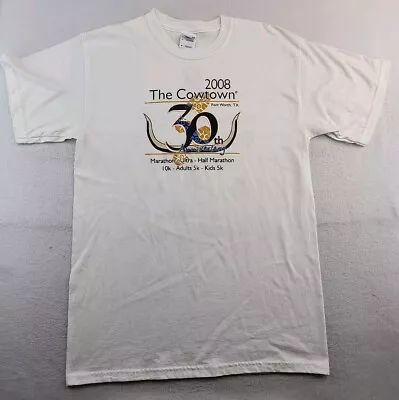 Vintage 2008 Cowtown Marathon 30th Anniversary Logo T-shirt Mens Medium • $14.39