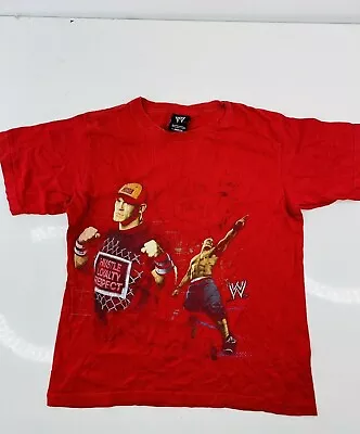 2008 WWE John Cena Boys Vintage Short Sleeve Crew Graphic T Shirt Size L Red • $24.95