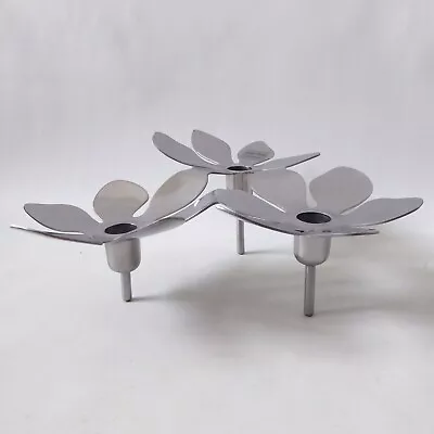 Ikea Stockholm 1738 Stainless Steel 3 Flower Metal Candle Holder Monika Mulder • £26