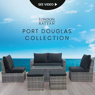 $859 • Buy LONDON RATTAN Outdoor Furniture 6pc Setting Chairs Lounge Set Sofa Couch Wicker
