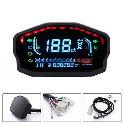 Digital Speedometer LCD Tachometer Motorcycle Scooter Odometer KM/H MPH Gauge • $59.30