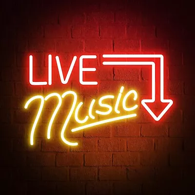 Music Live Neon Signs Handcrafted Live Music Led Light Signs For Wall Decor... • $68.20