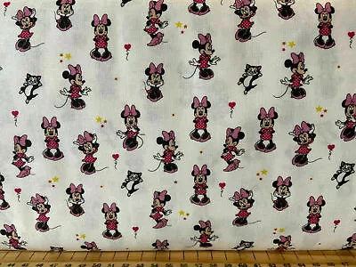 Disney Minnie Mouse 100% Cotton Fabric By 1/4M*  Extra Wide Cat/Heart Balloon • £0.99