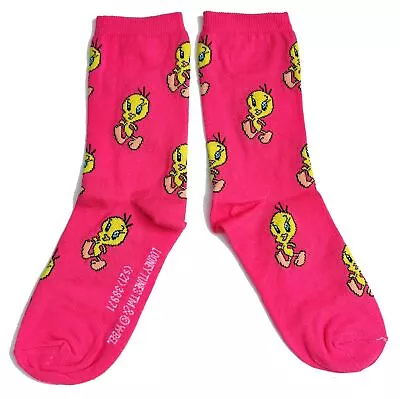 Ladies Looney Tunes Tweety Pie Hot Pink Socks 4-8 UK / 37-42 Eur / 6-10 US • £8.29