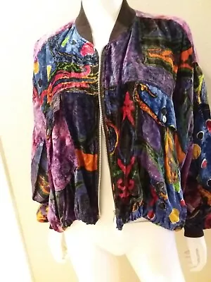 Tangibles Multicolor Multipattern Textured Collarless Vintage Jacket Size Small • $14