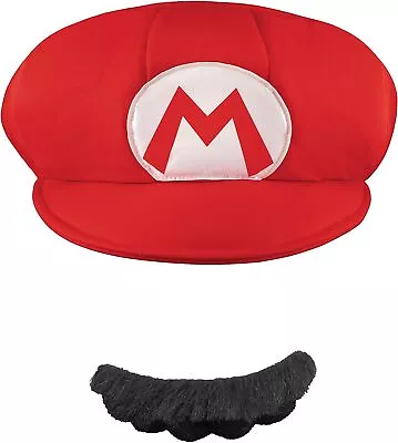 Mario Hat & Mustache Red Super Mario Brothers Halloween Adult Costume Accessory • $22.77