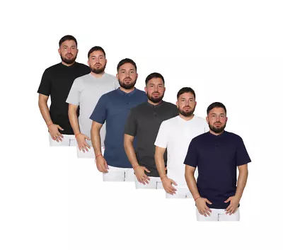 £7.99 • Buy Men's Short Sleeve Plain Henley T-Shirt With Grandad Collar (2245)
