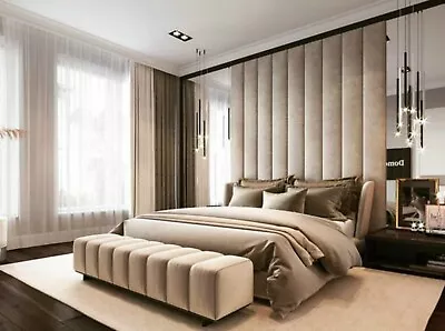 £89.99 • Buy Vertical Design Fabric Upholstered Wall Panels Headboard - Any Fabric Colour