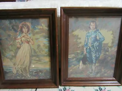 VTG Blue Boy And Pinkie Paint By Number Paintings Art Framed Retro  • $40.10