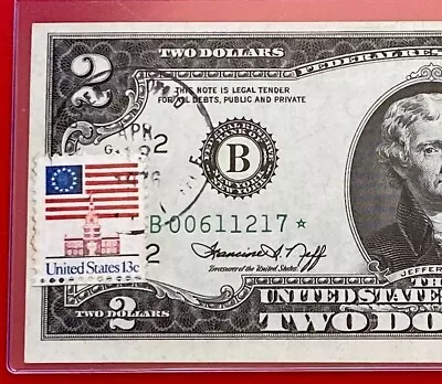 Rare Star Note 1976 $2 Dollar Bill ( New York B ) Stamp Cancel - Uncirculated • $72.50