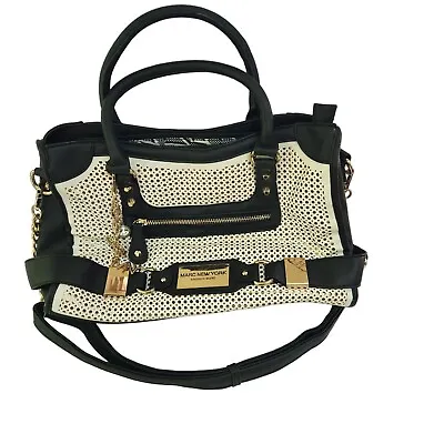 Marc New York By Andrew Marc Top Handle Crossbody Black White Satchel Bag • $38.97