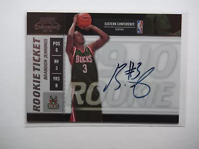 2009-10 Playoff Contenders Rookie Ticket Brandon Jennings #108 Rookie Auto RC • $3