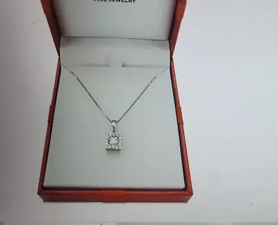 Macy's 14k White Gold Princess Cut 1/3ctw  Diamond Necklace • $155