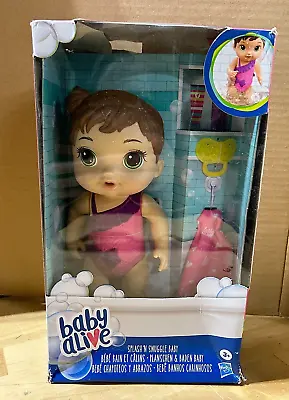 Baby Alive Splash'n Snuggle Baby Brown Hair Doll For Water Play W/ Accessories • $18