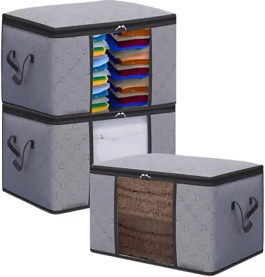 3PC Large Bedding Clothes Storage Bags Zipped Organizer Underbed Wardrobe Closet • £11.95