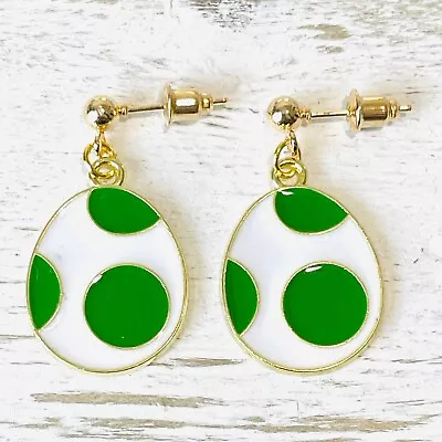 MARIO BROS Yoshi Egg Inspired Handmade Dangle Earrings Hypoallergenic Posts • $5.95