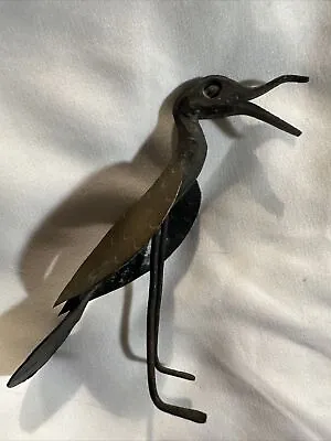 Vintage Folk Art Iron Metal Bird Heron Figure Sculpture - Estate Sale Find • $50.96