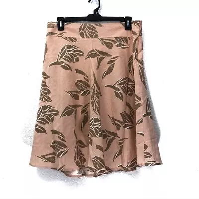 Metro Wear Womens Skirt Size L Ramie Blend Leaf Print Ramie Lined A-line Swing • $7.25