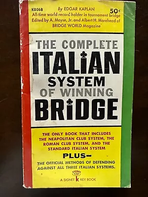 The Complete Italian System Of Winning Bridge By Albert Morehead 1959 • $14