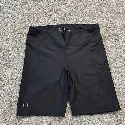 Under Armour Compression Bike Shorts Womens Large HeatGear 8” Inseam Black • $18