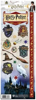 $4.49 • Buy Scrapbooking Stickers Cardstock PH 13  Harry Potter Hogwarts Owl Broom Crests 
