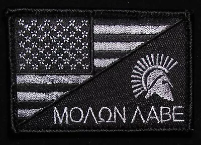 Hook Fastener Compatible Patch Molon Labe USA Black White 3x2  • $5.95