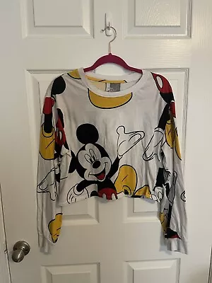Disney Mickey Mouse Long Sleeve Crop Top Size Large Casual Boxy  • $10