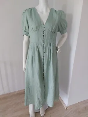 La Redoute 100% Linen Romantic Vintage Pastel Holiday Casual Midi Long Dress XL • $48