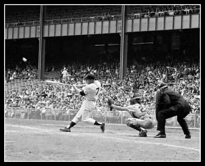 Mickey Mantle New York Yankees Black And White Hitting The Ball 8x10 Picture Cel • $3.98