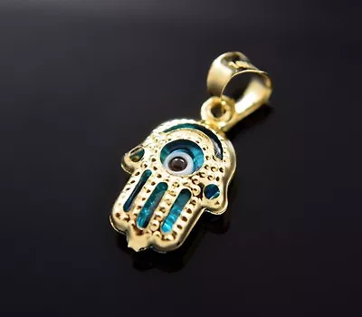 Evil Eye Hamsa Charm 14k Gold Pendant Hand Of God Necklace Filigree Protection • £45.59